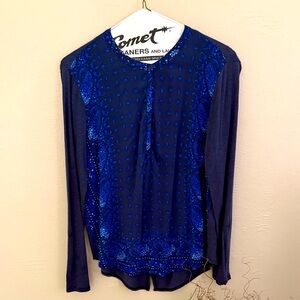 Lucky Brand Navy and Royal Blue Blouse